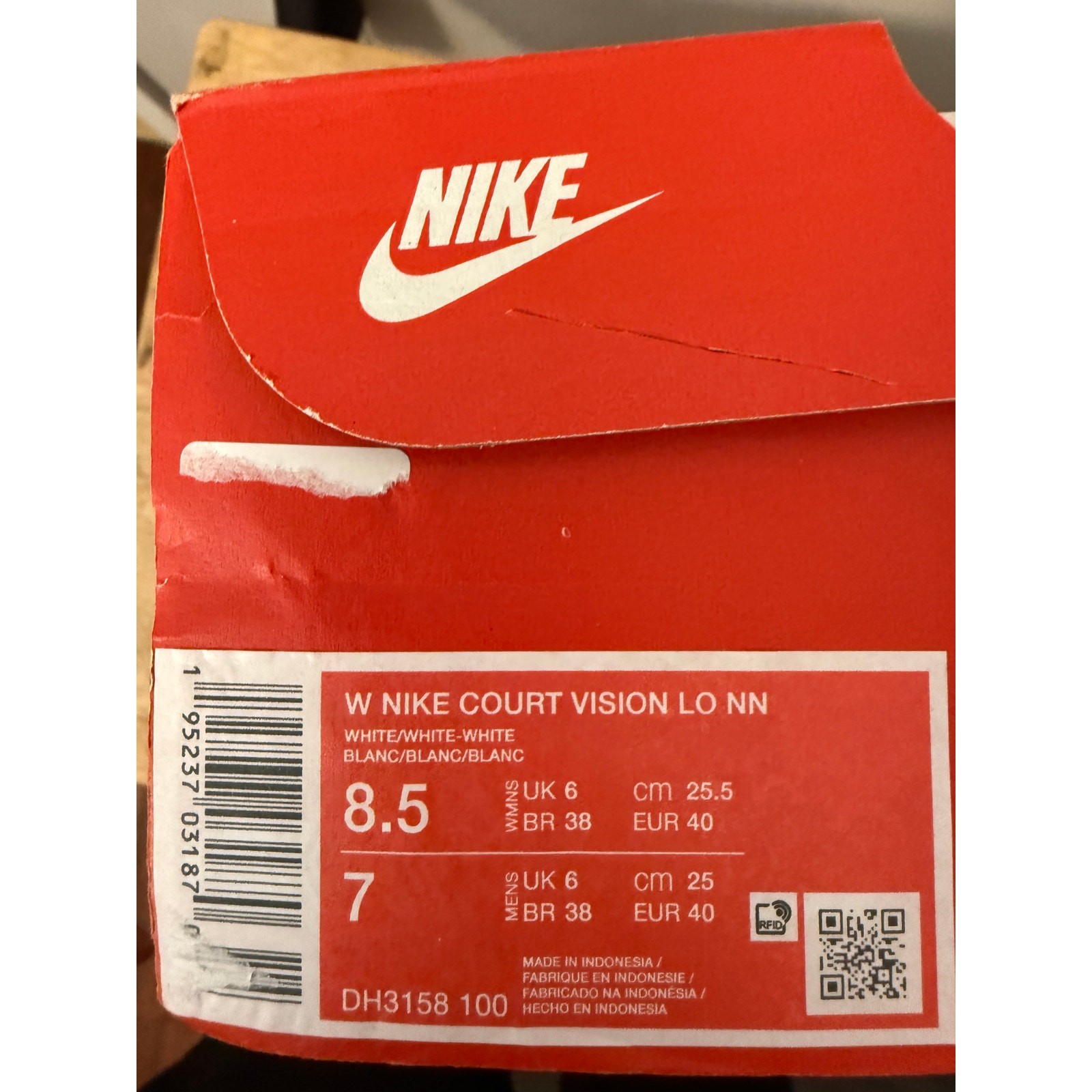 NEW Nike Court Vision Low Women’s Shoes White DH3158-100 Size 8.5