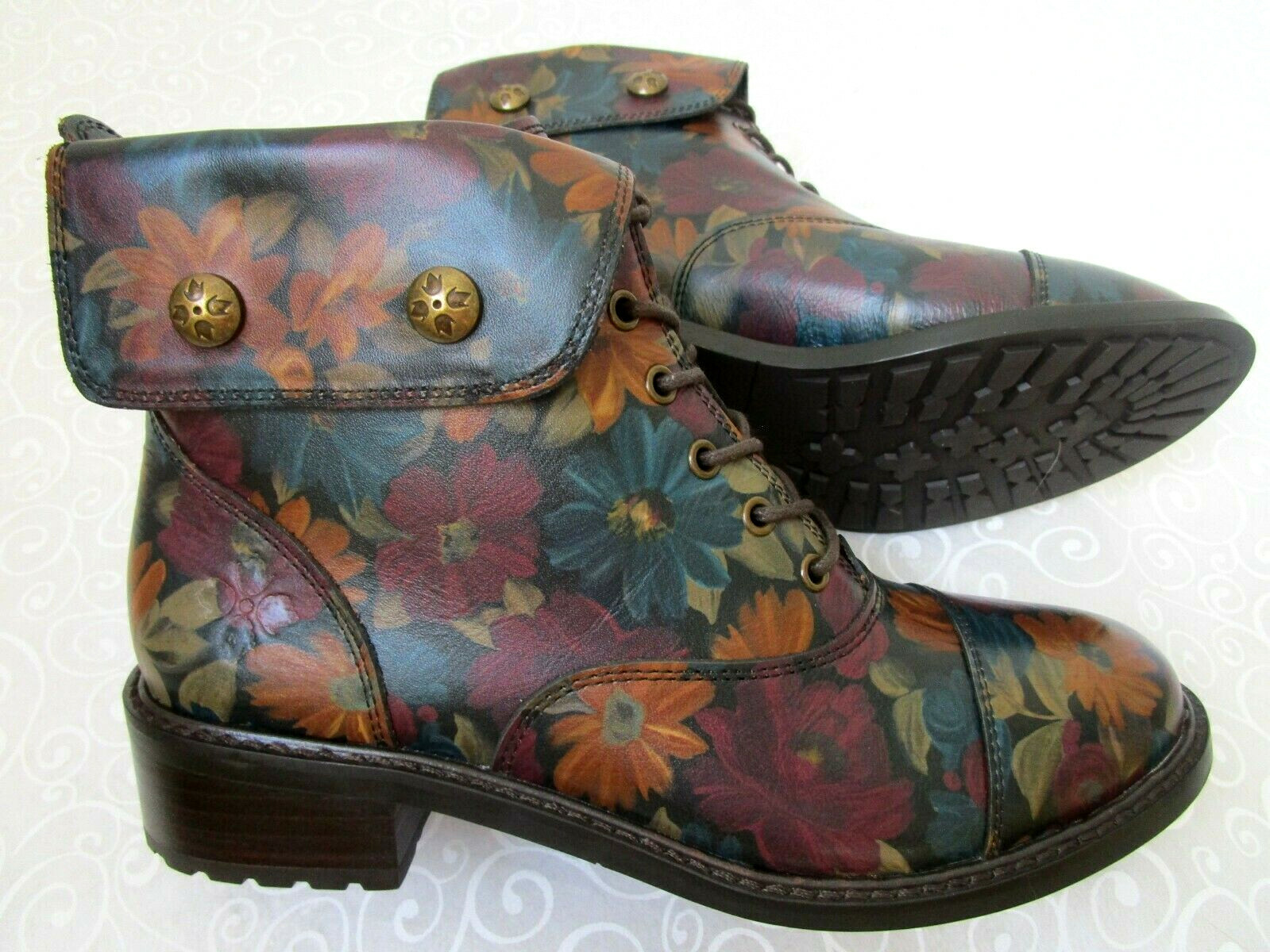 Patricia Nash Lia Leather Boots Size 8-1/2M –Peruvian Painting Floral New in Box