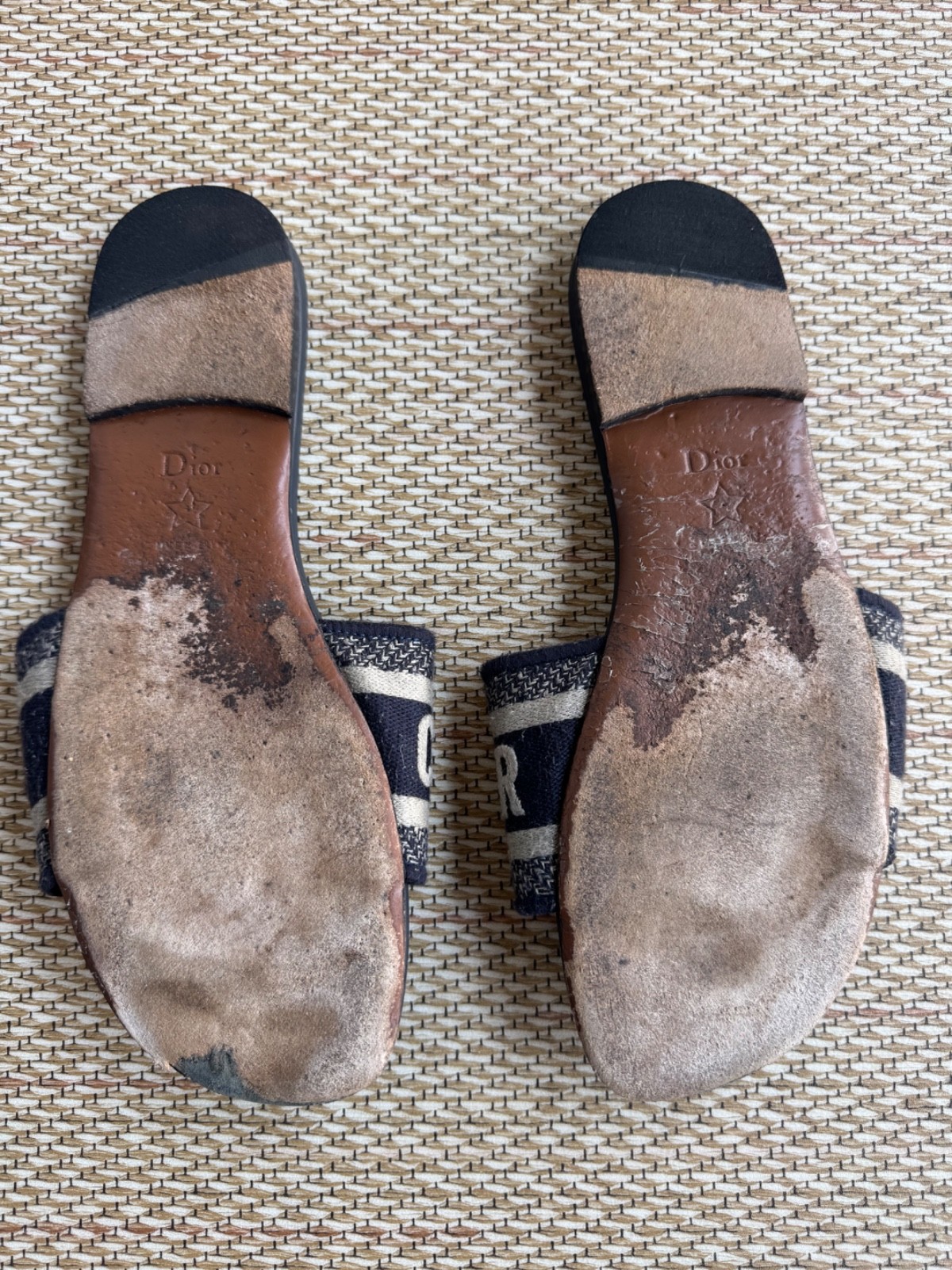 Christian Dior Dway Slide Sandals Blue Oblique Canvas Women’s EU 38 US 7.5 Made