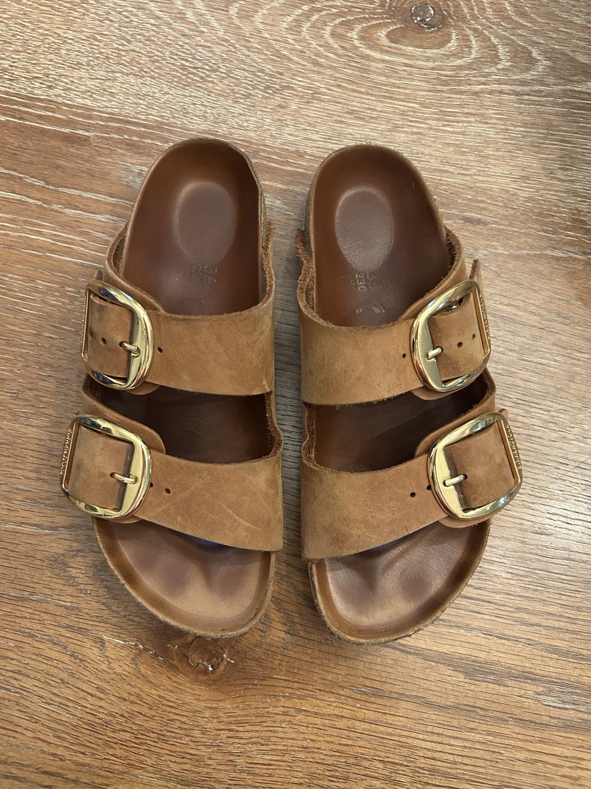 BIRKENSTOCK WOMEN’S BIG BUCKLE CANVAS SANDALS COGNAC EU 36 US 5/5.5
