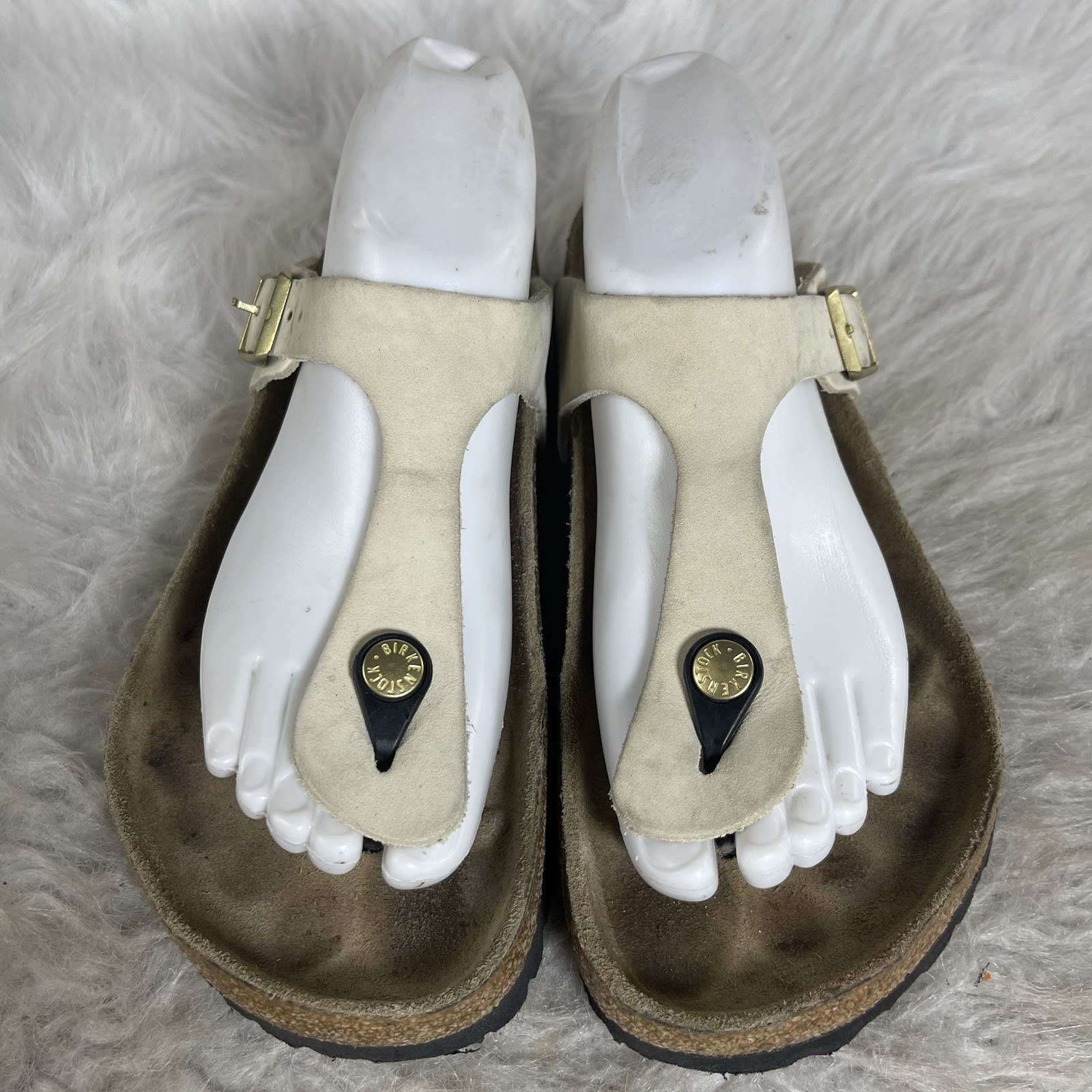 Birkenstock Gizeh Suede Sandals Cream Narrow EU 39 Women’s 8 Germany