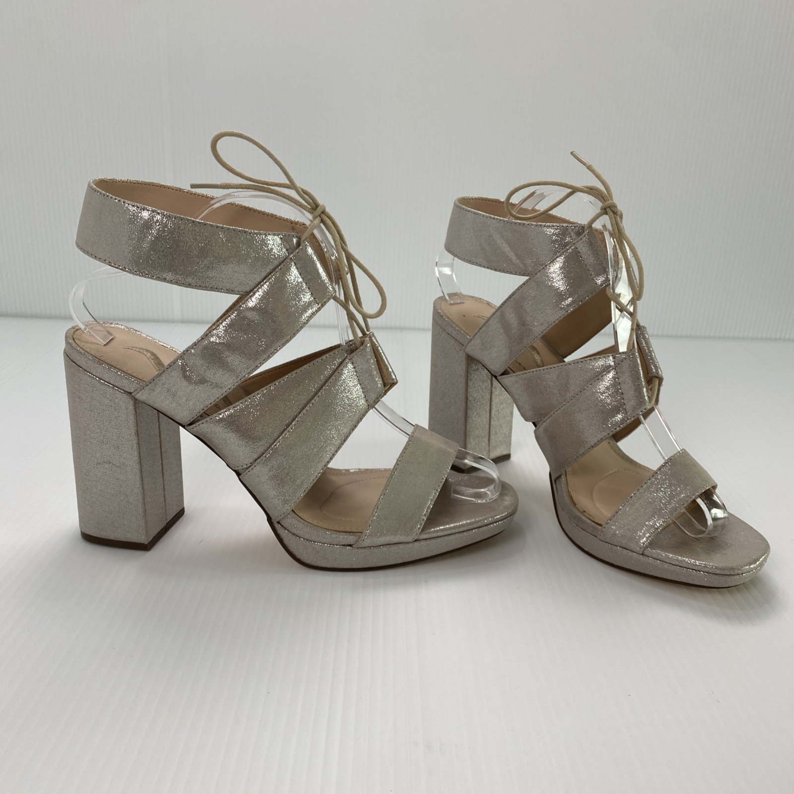 Nina Champagne Metallic Open Toe Platform Heel Sz US 10 Shimmer New