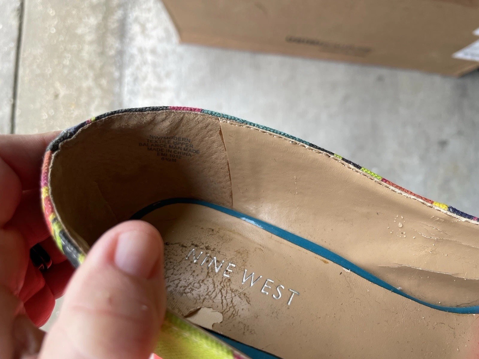 nine west wedge 6.5 Peep Toe Multicolored Striped