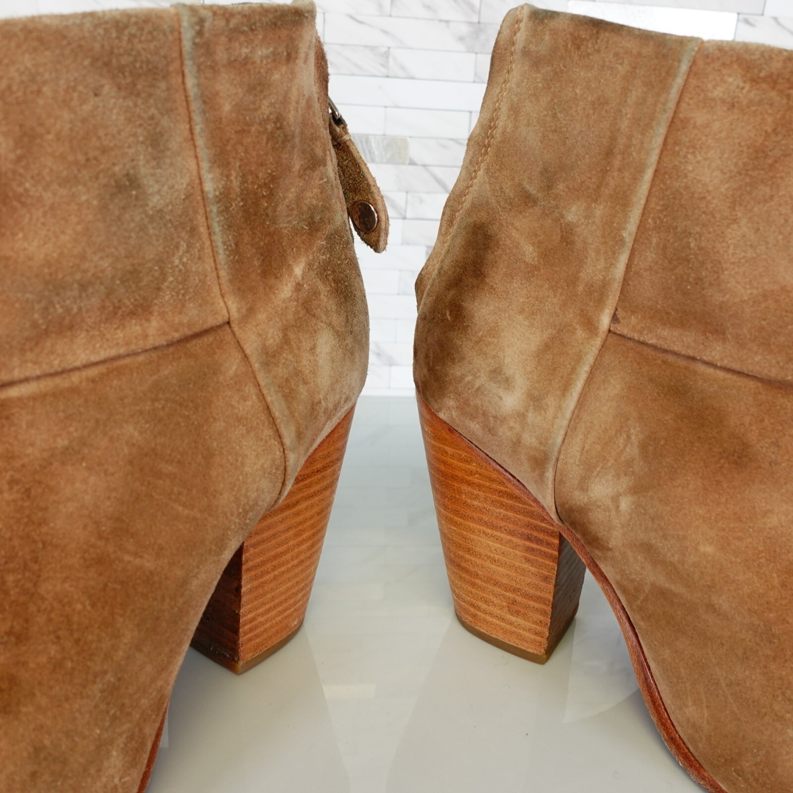 Coastal Cowgirl RAG BONE Boots Womens 6 37 Camel Tan Indie Sleaze Suede Heels