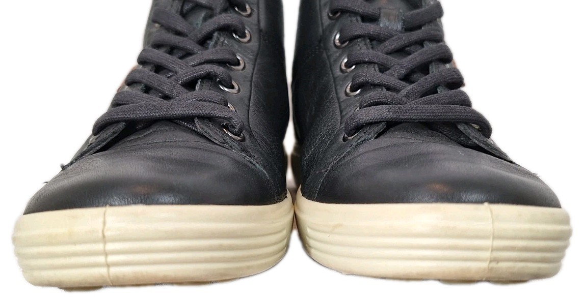 ECCO SOFT Women’s High-Top Sneaker Trainers Black Leather Booties Sz 35/US 4-4.5