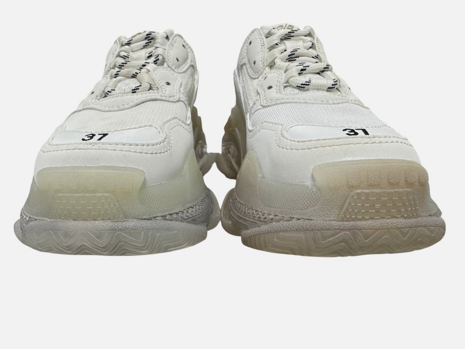 Balenciaga Women’s White Triple S Clear Sole Sneaker Shoes Size EU:37 US:7
