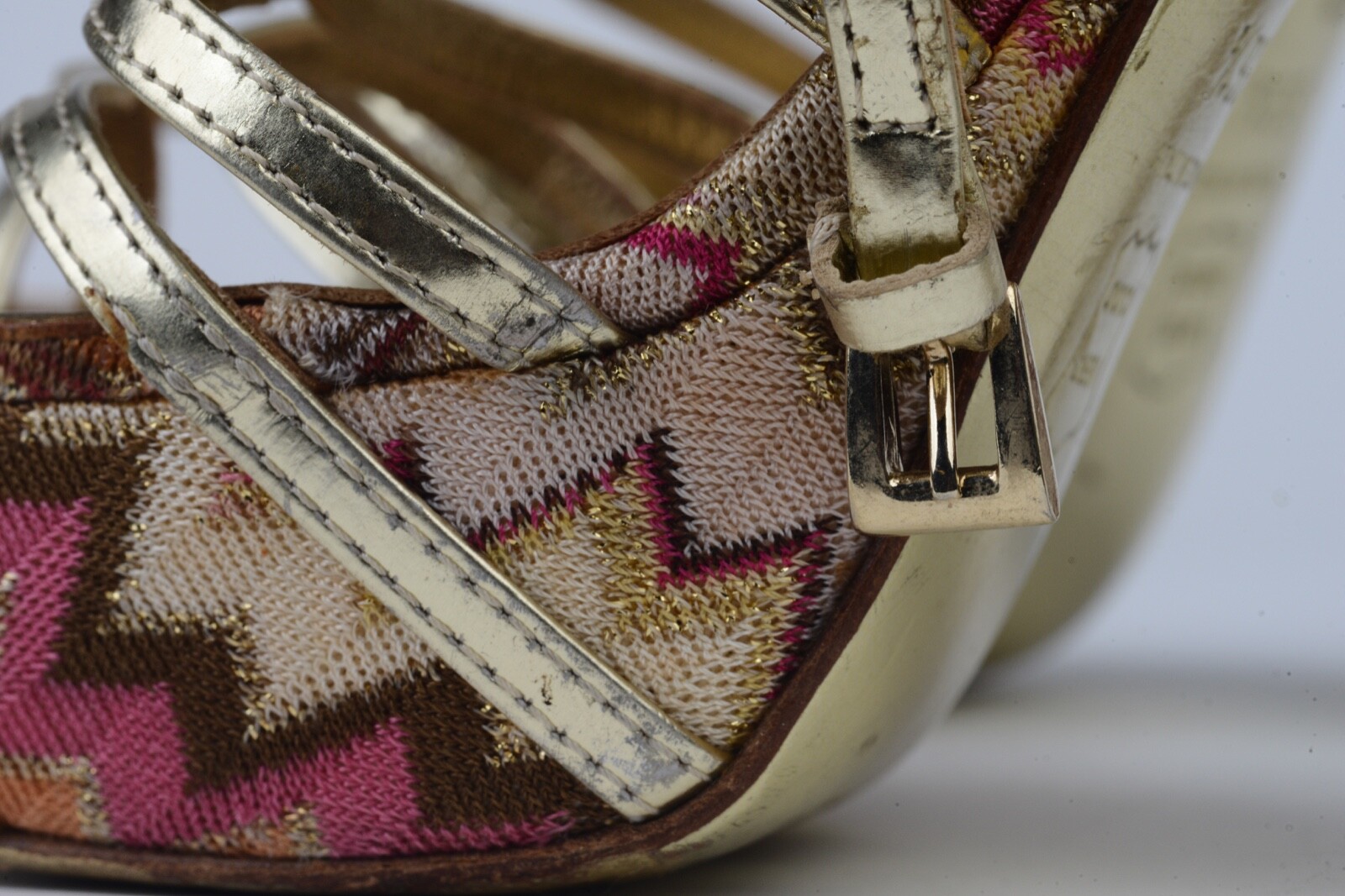 Missoni Metallic Gold Cage Platform High Heels Sandals Shoes Size 36 1/2 (USA 6)