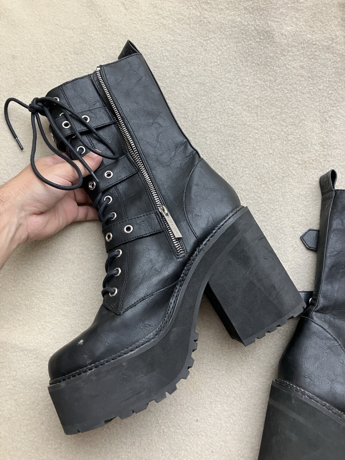 Killstar Occult Luxury Platform Vendetta Boots Size 11 EU 42 Goth Emo Witch
