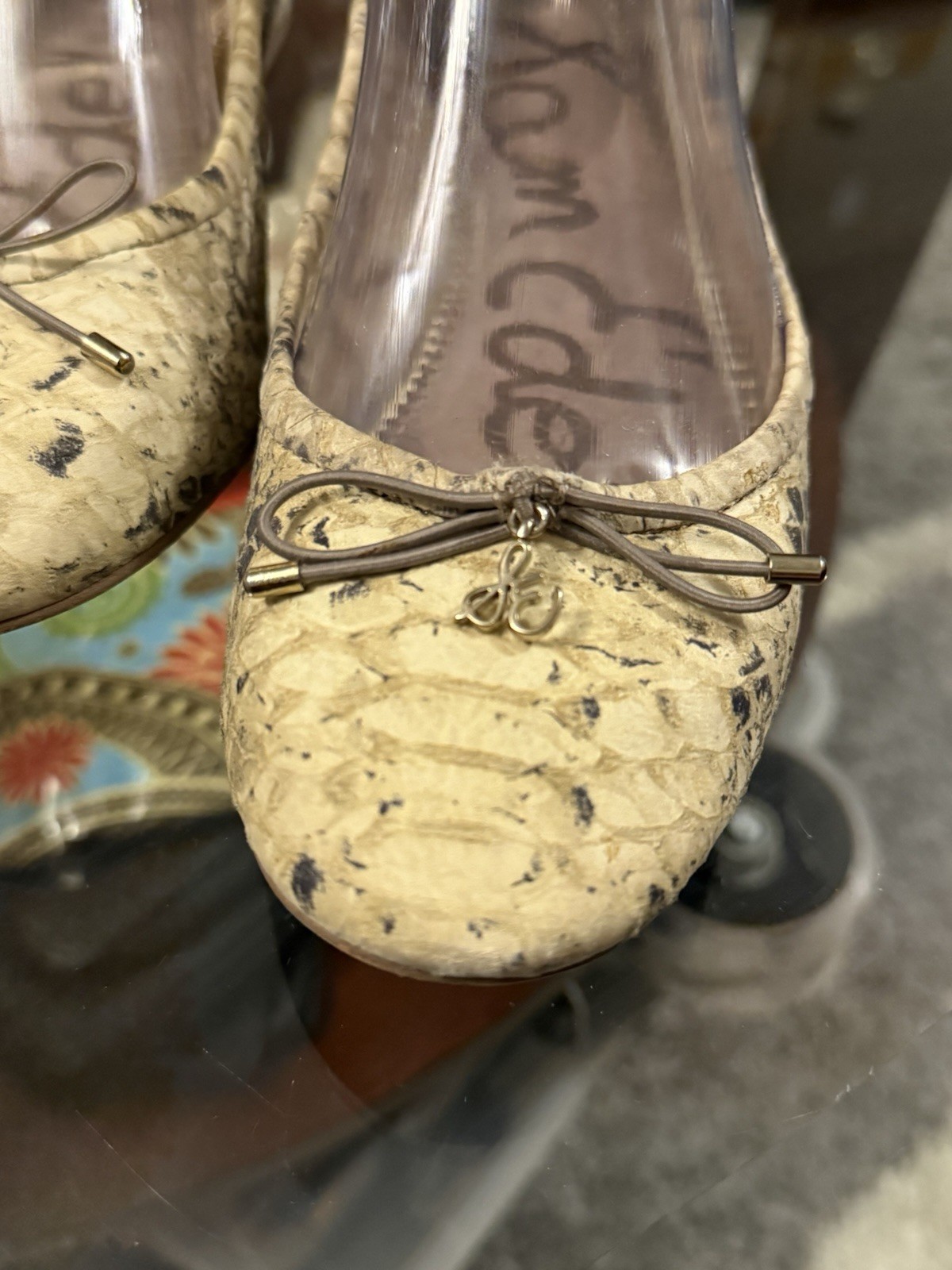 Sam Edelman Felicia Embossed Python Print Ballet Flats women’s SZ 7M Cream