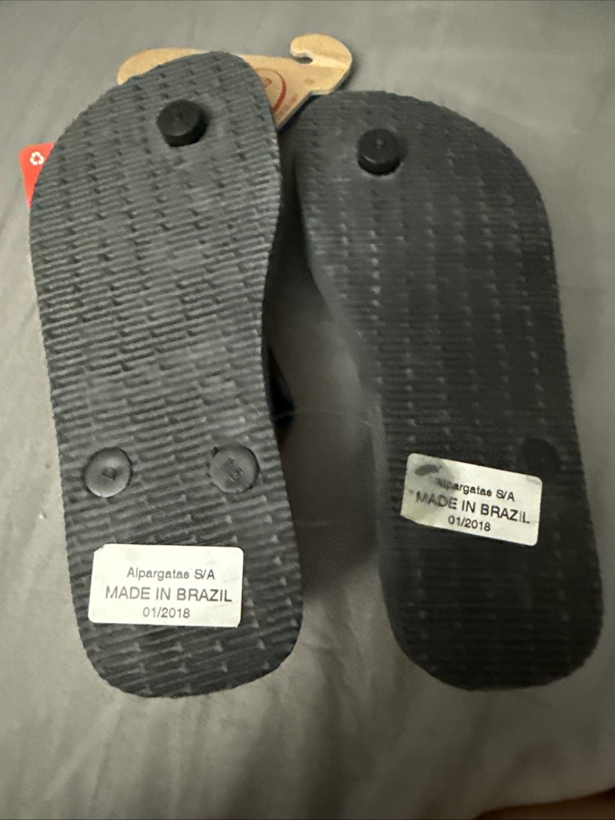 Havaianas Flip Flops Youth Original Brazil Rubber Sandals Beach Black Size 2Y