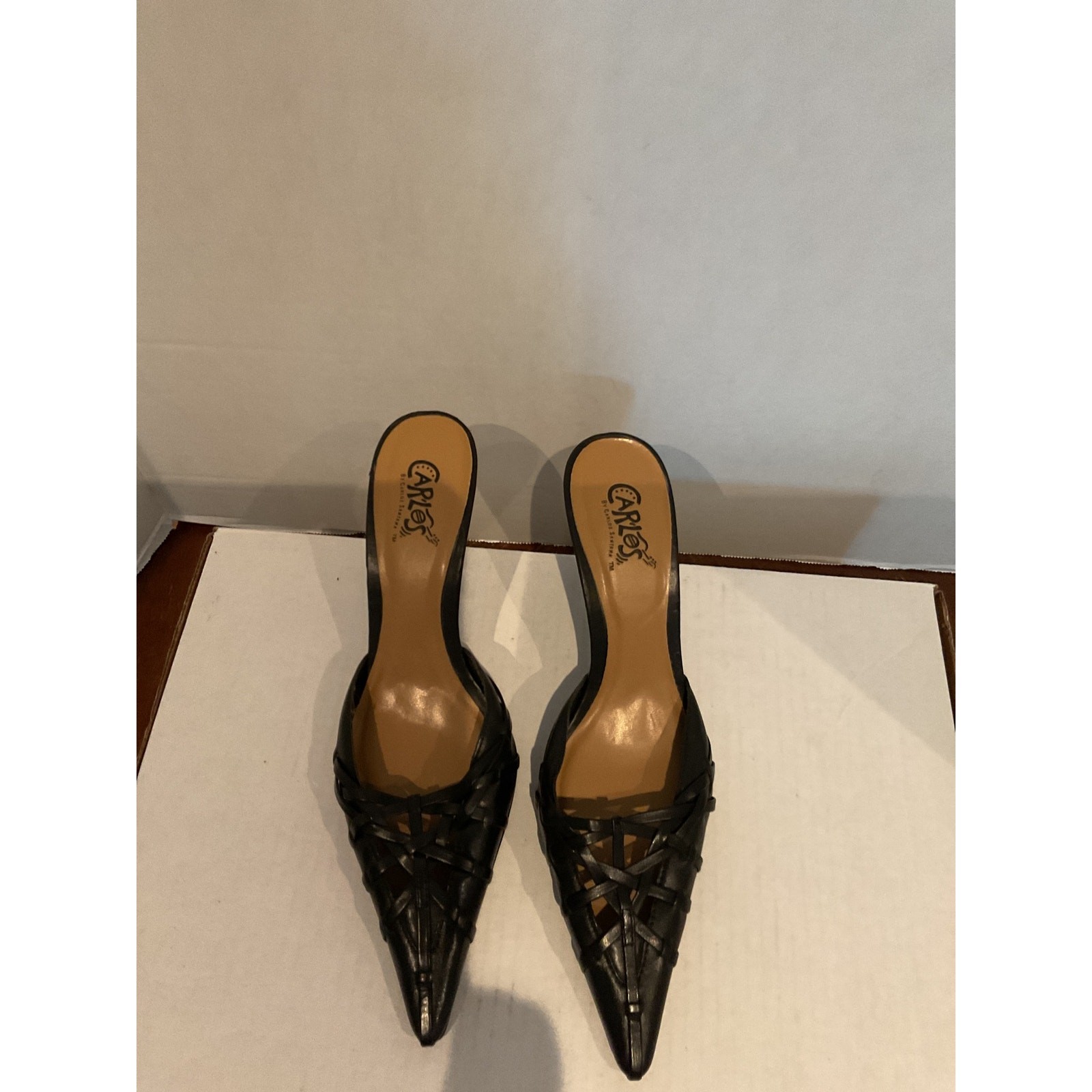 Carlos-Carlos Santana -“Vicious “ – Slim Low Heeled Leather Mules – Brazil – 7M