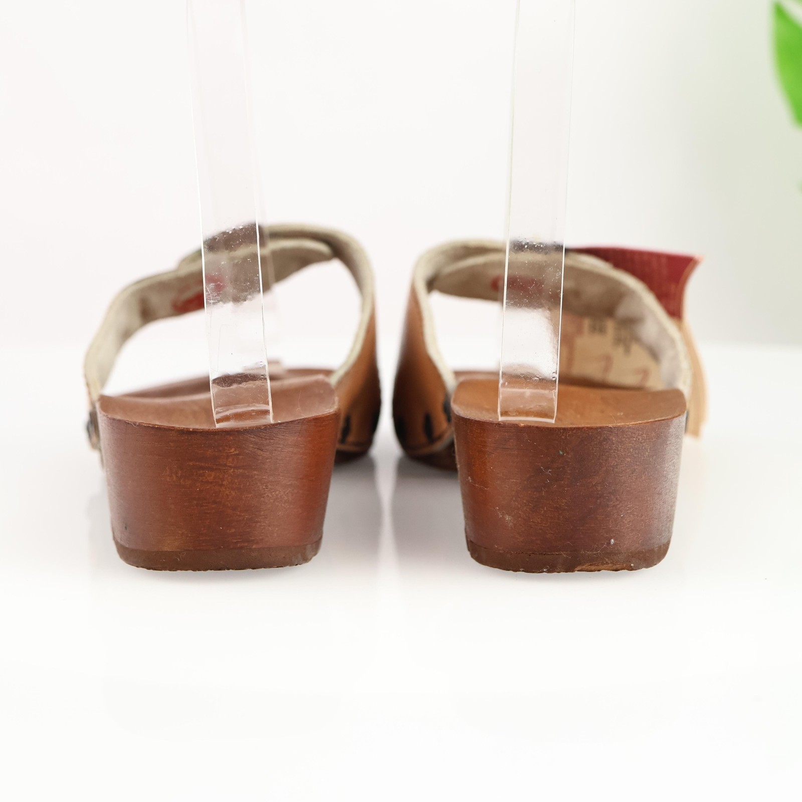 VTG Dr Scholl Womens Original Exercise Sandals Size 6 Brown Clog Wooden Sole 70s