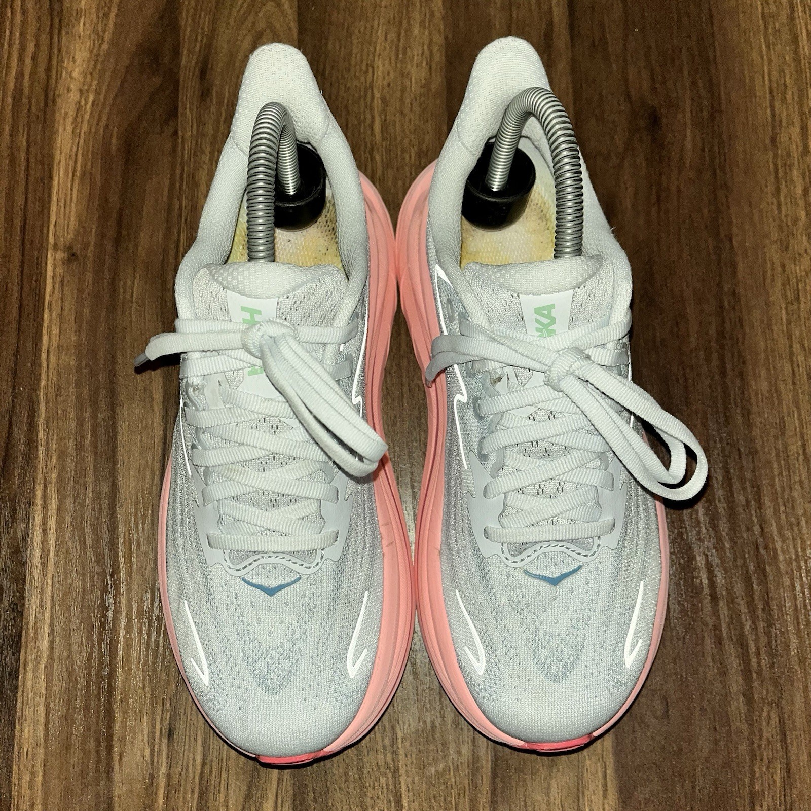 Hoka Clifton 10 Running Shoes Womens Size 6.0 D Wide Blue Pink Run Sneakers