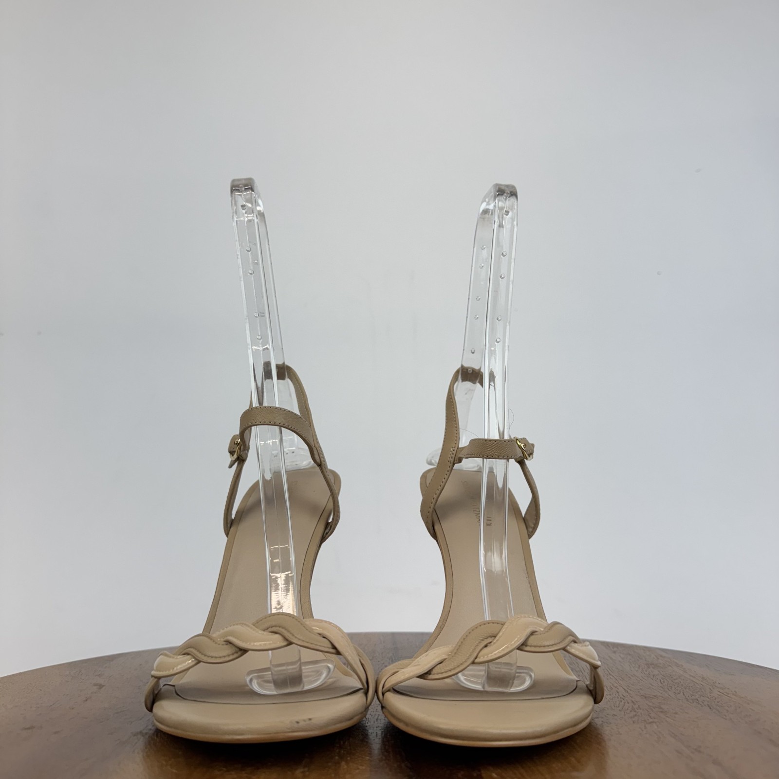 Womens Stuart Weitzman Dancer Twistie 100 Beige Strappy Heel Sandals Size 11 B