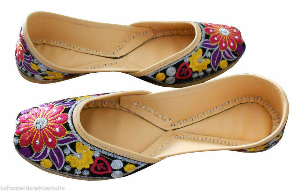 Women Shoes Traditional Handmade Jutties Leather Flip-Flops Mojaries Flat US 5-9