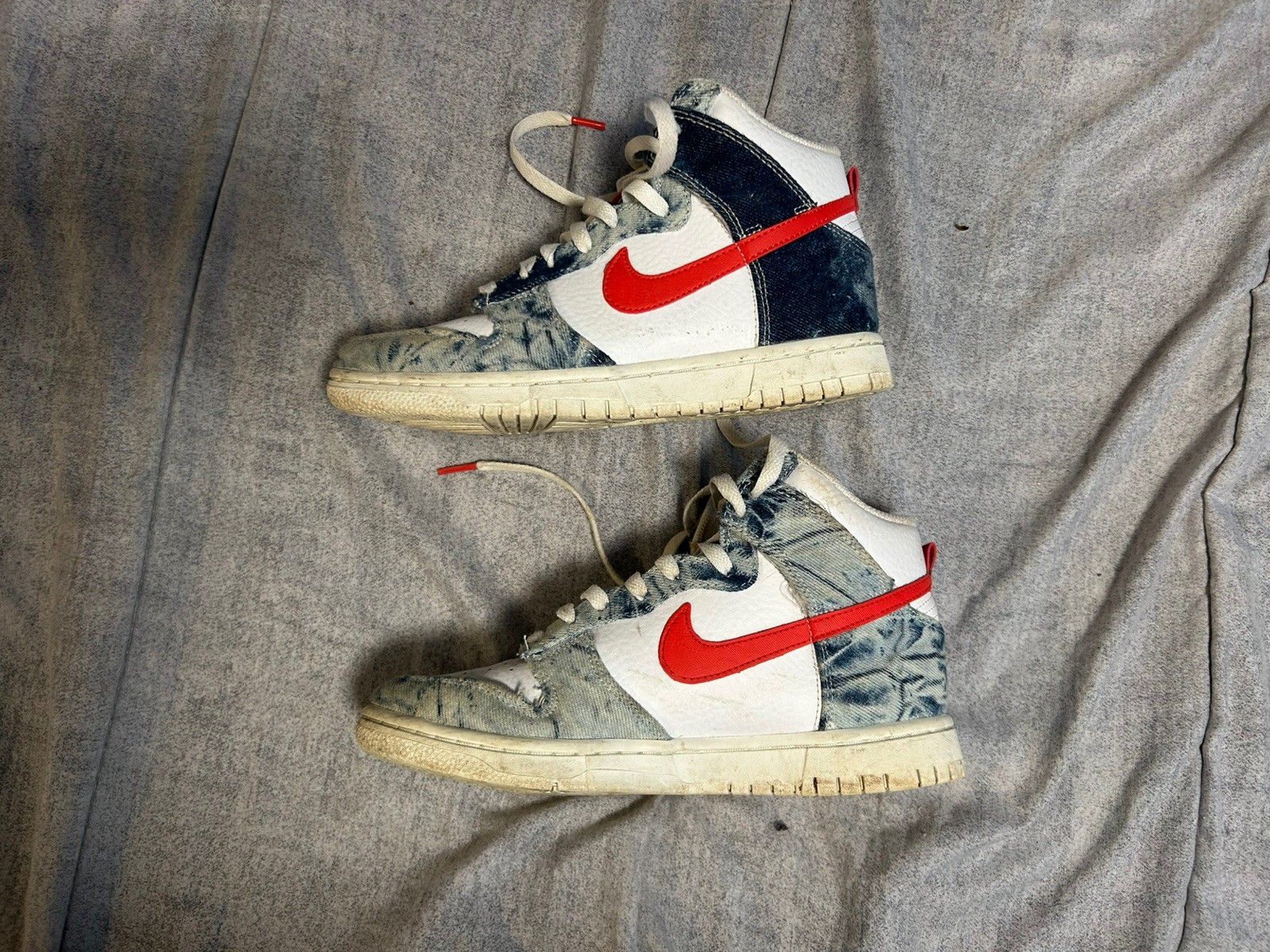 Nike Dunk High “Washed Denim Pack” Size women’s us 8 blue white red