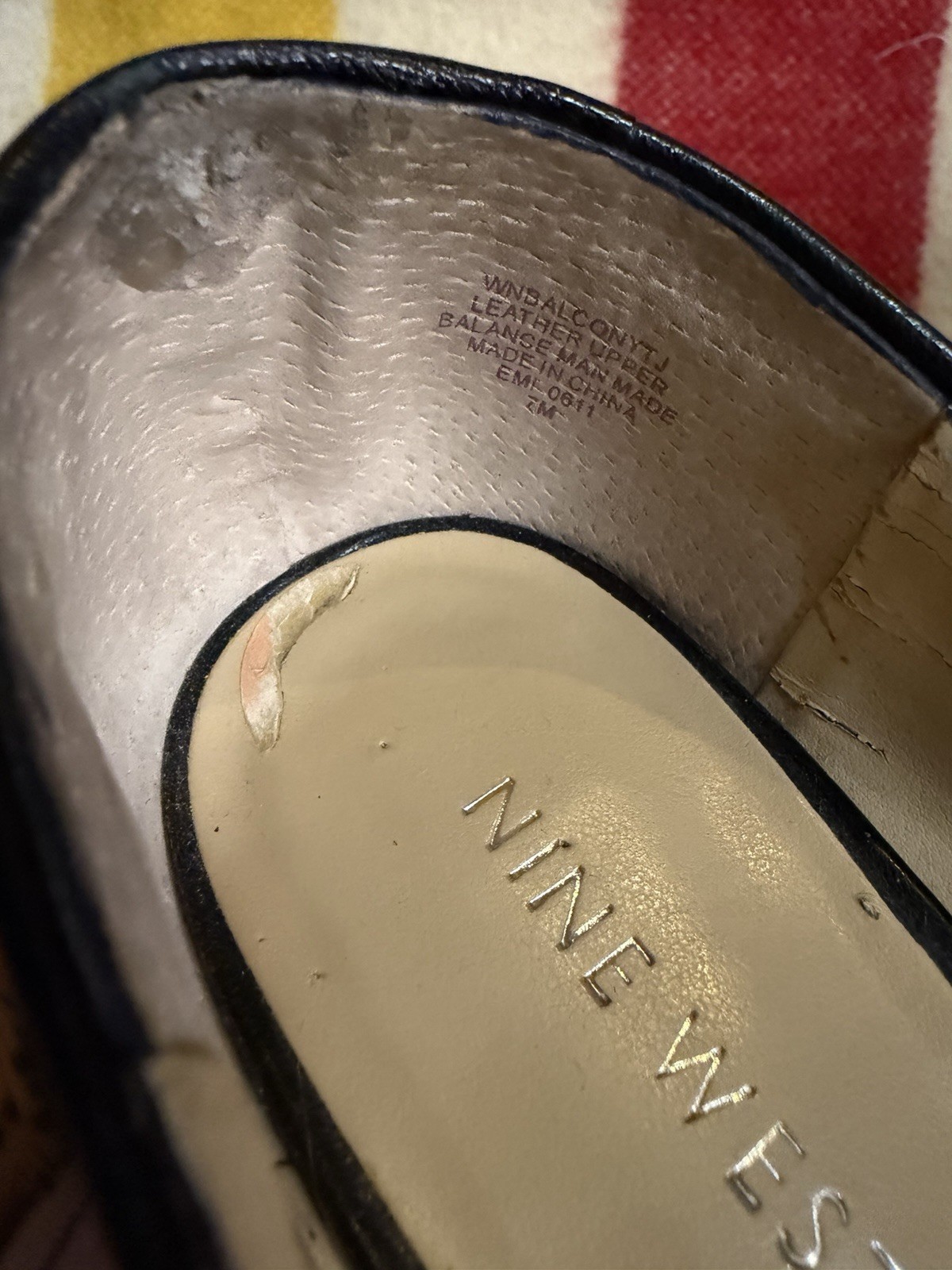 Nine West Black Leather Penny Loafer Stiletto Heel Pumps Size 7