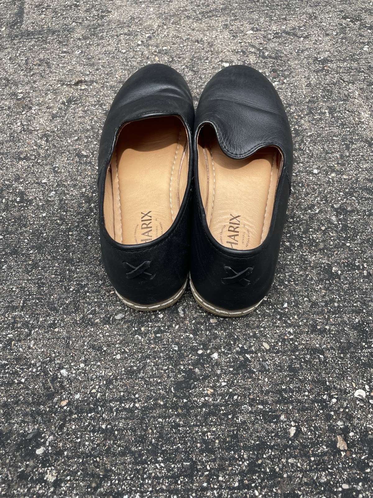 CHARIX Black Leather Artisan Slip On Loafers Flats EU 41 US 8 Men / 10 Women