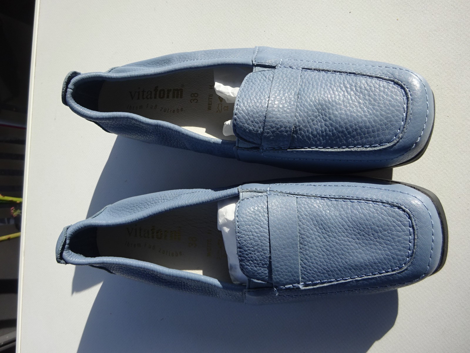 Vitaform women’s ballet flats leather deerskin rubber edge blue Germany size 38 H New