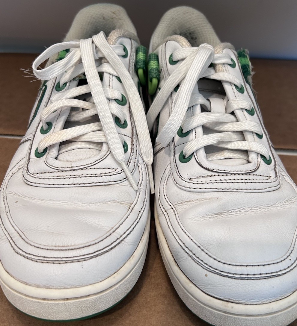 Nike Size 10 Women’s Low White W/ Green Vandals See Description