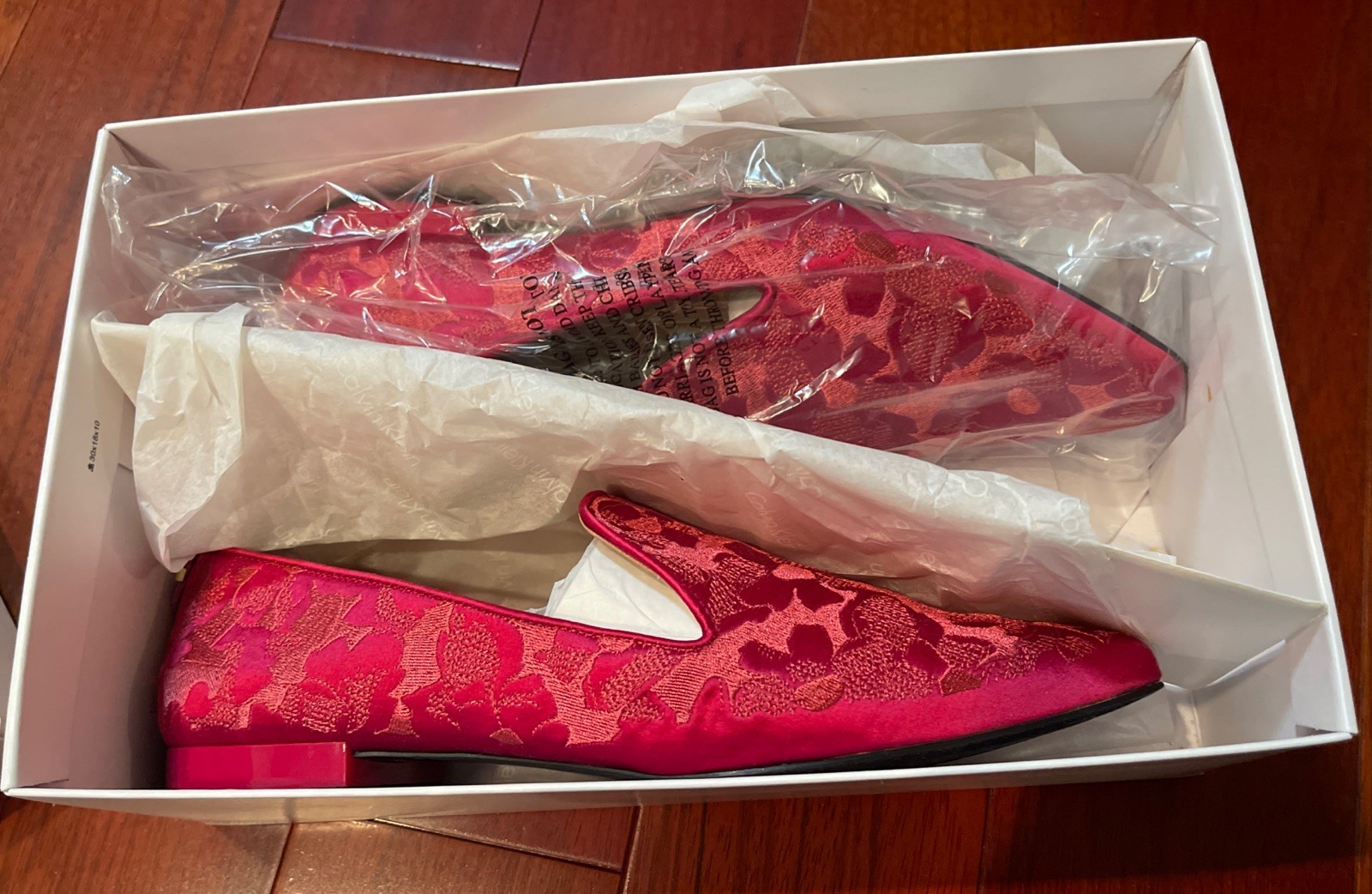 Size 8.5 M Calvin Klein Elin Crosshatch Flower Slip Ons Hibiscus Pink Embroidery
