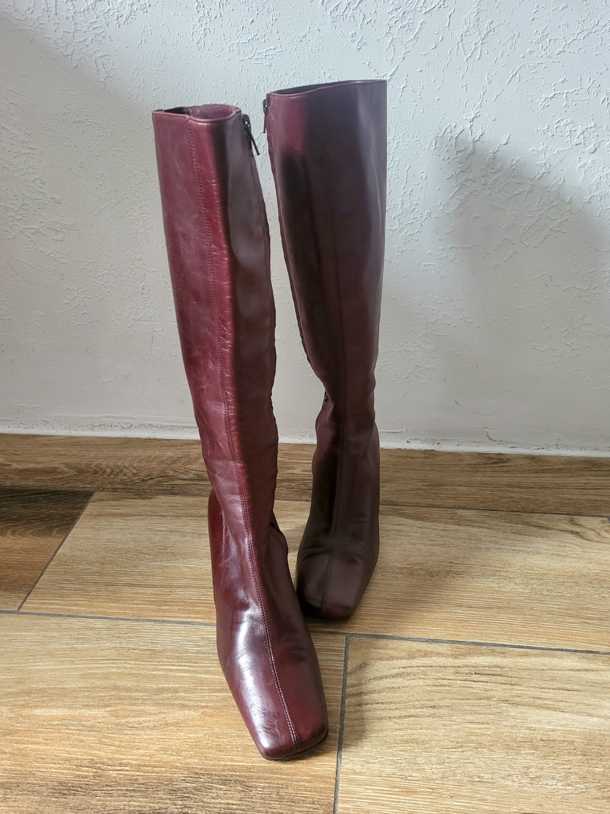 Ledies Boots Knee High Genuine Leather Shoes UK5.5 US7.5 EU38.5 Burgundy Italy