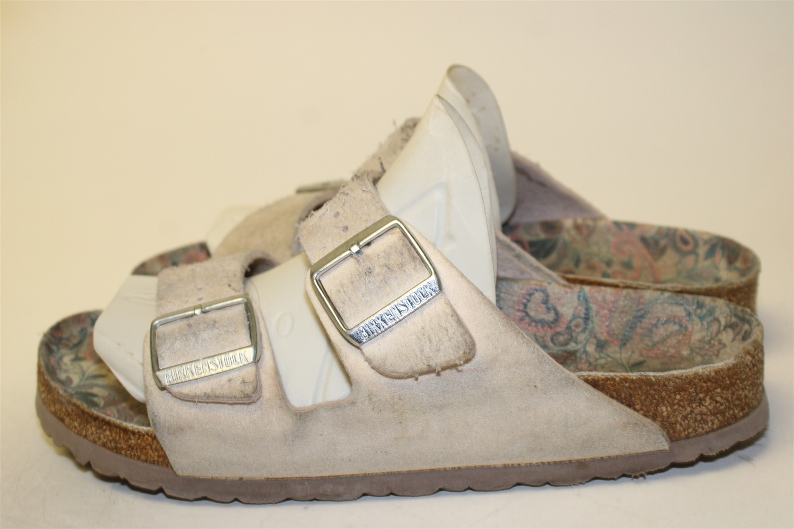Birkenstock Women Size 9 N 40 Mens 7 Arizona Slide Ecru Vegan Germany Made Shoes