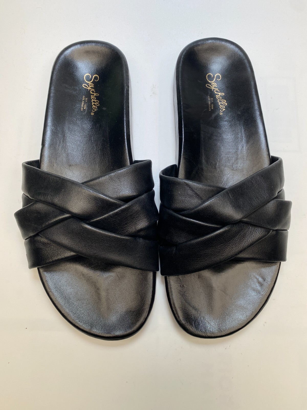 Seychelles Womens Low Key Glow Up Leather Black Sandal Sz 10