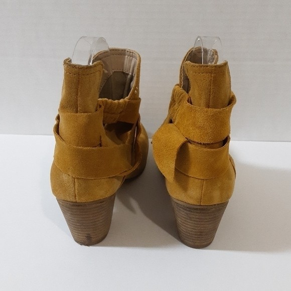 Diba women block ankle boots leather suede 7.5us boho casual mustard Festival