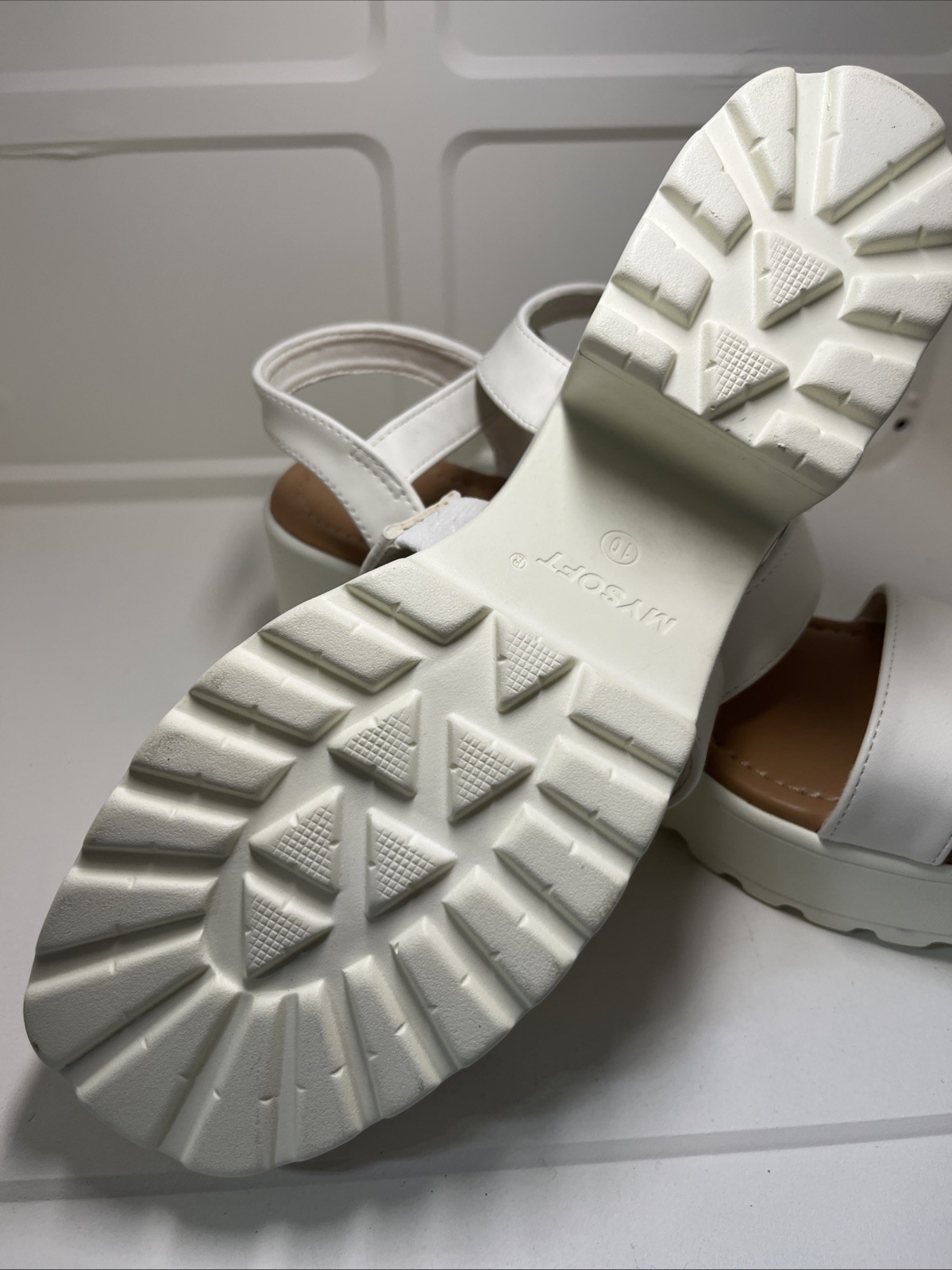Ladies Shoes White Sandals Platform Size 10 Casual Party Office Business ￼