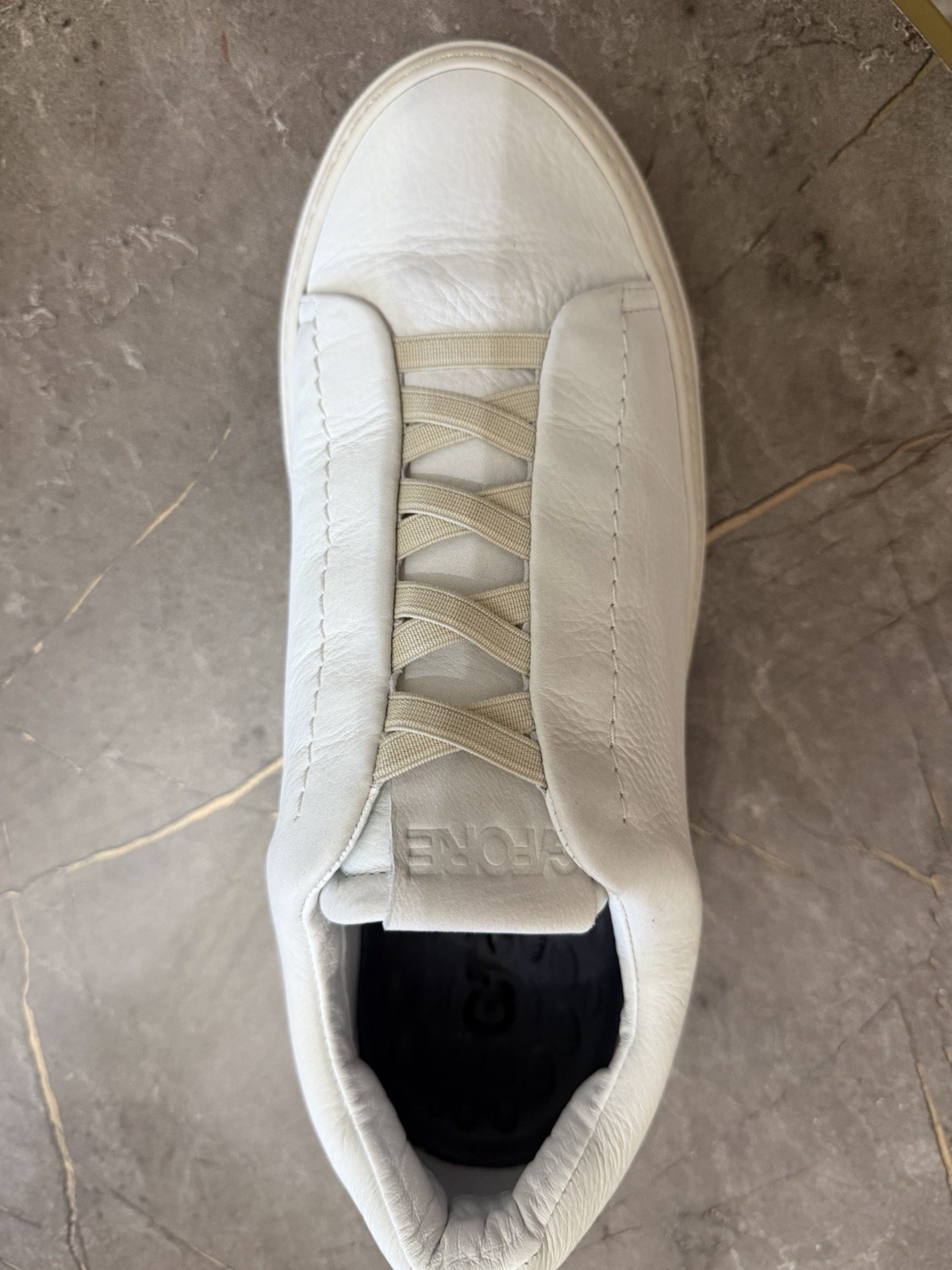 G/FORE White Leather Lace-Up Sneakers unisex US W8.5 M7 EU 40 Logo Accents