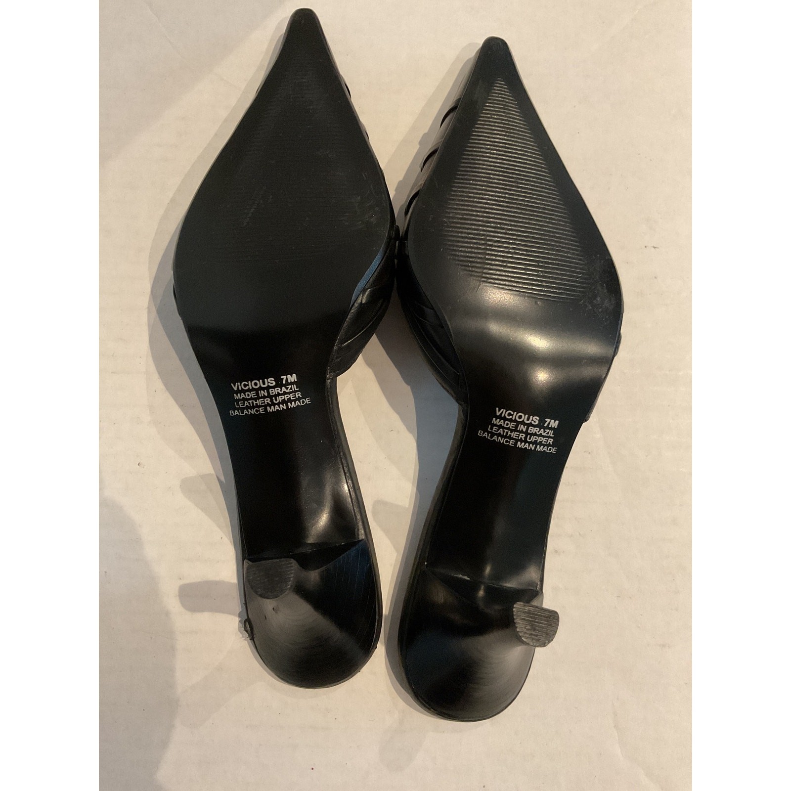 Carlos-Carlos Santana -“Vicious “ – Slim Low Heeled Leather Mules – Brazil – 7M