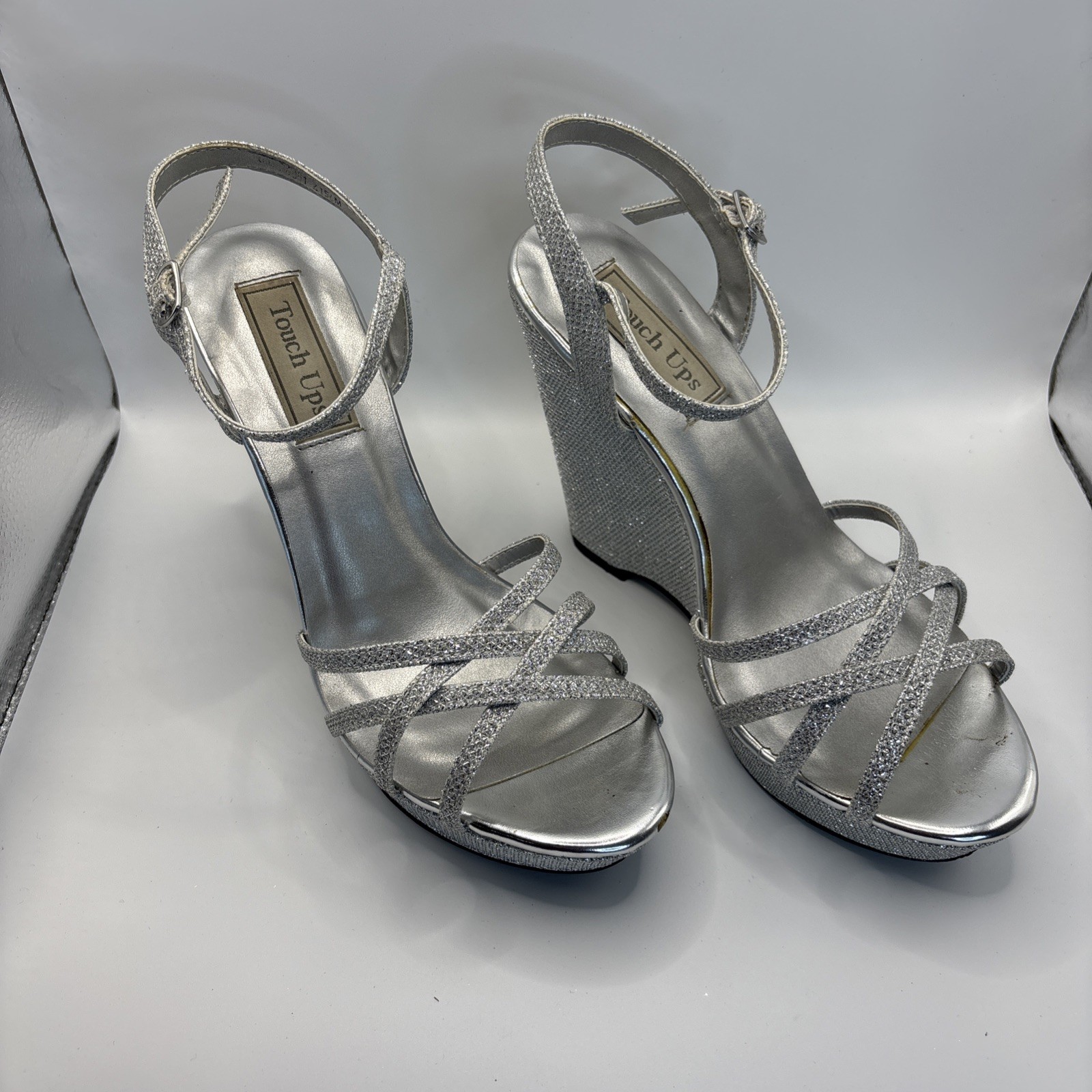 Touch Ups Size 8 Silver Wedge 4” Heel Special Occasion Model Jaden NIB
