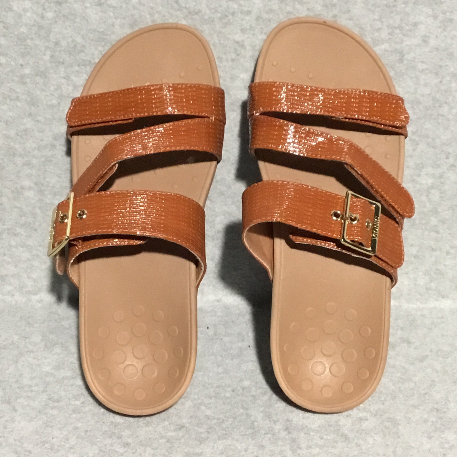 Vionic Rio Woven Platform Sandals Size 9 Wide Brown Adjustable Straps Slides