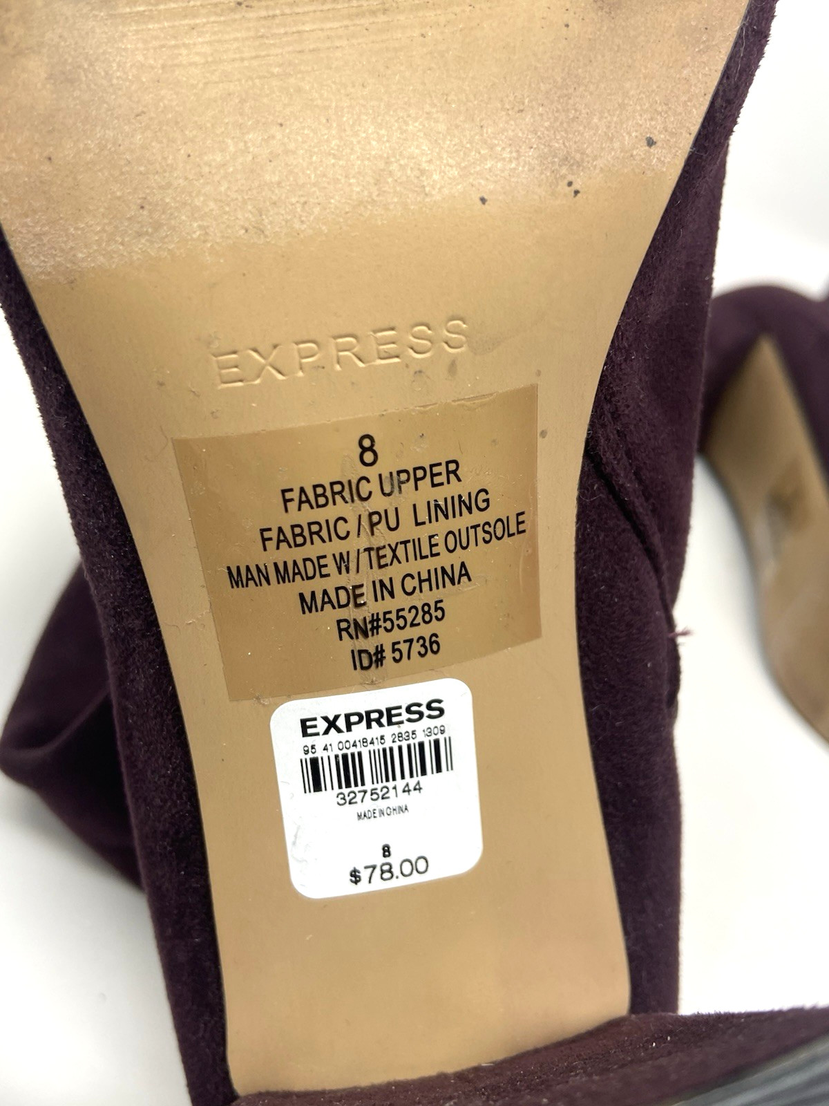 Express Purple Plum Burgundy Suede Zip Up Ankle Boots Womens Chunky High Heel -8