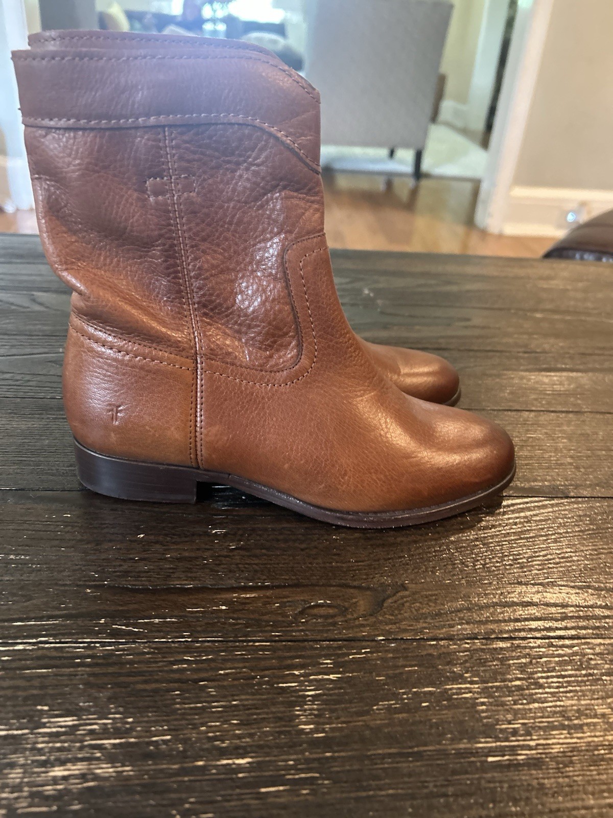 FRYE Marissa Medallion Knee High Boot Cognac Brown Women’s