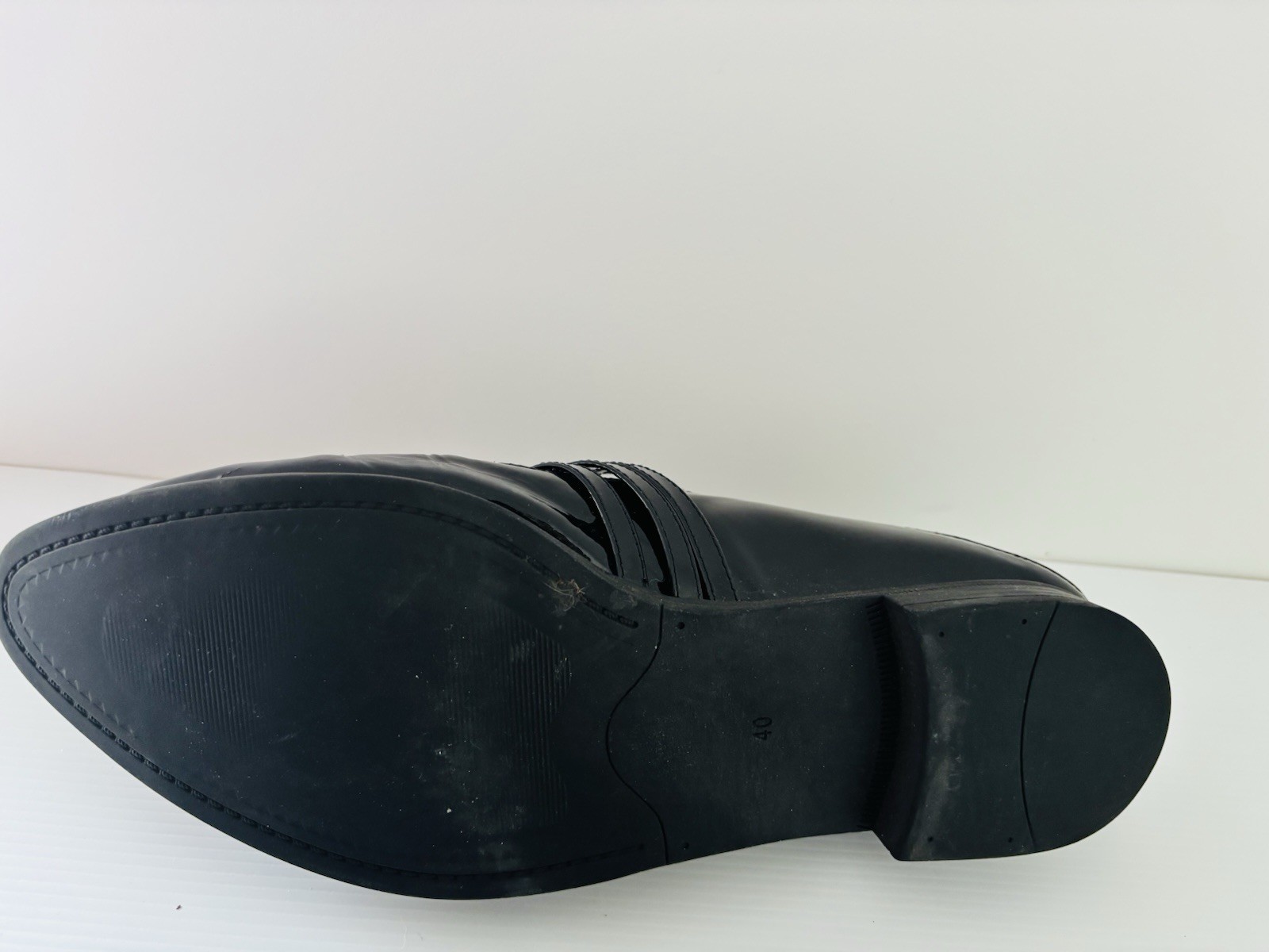 Midas Black Patent Leather Loafers Triple Buckle Womens Shoes Size 40 / 9