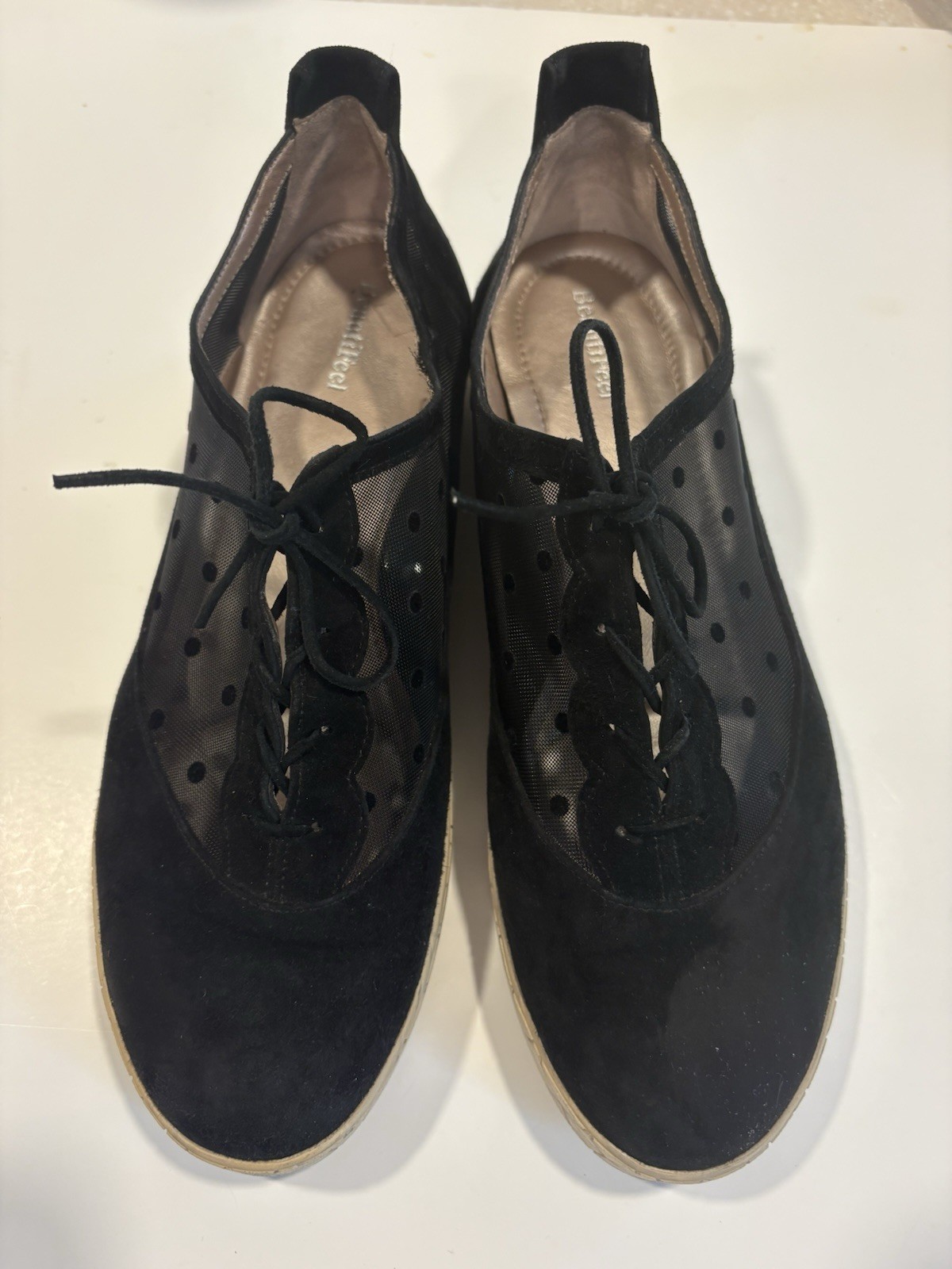 BeautiFeel Zhuri Black Polka Dot Suede Mesh Combi Cushioned Anti-slip 40 9