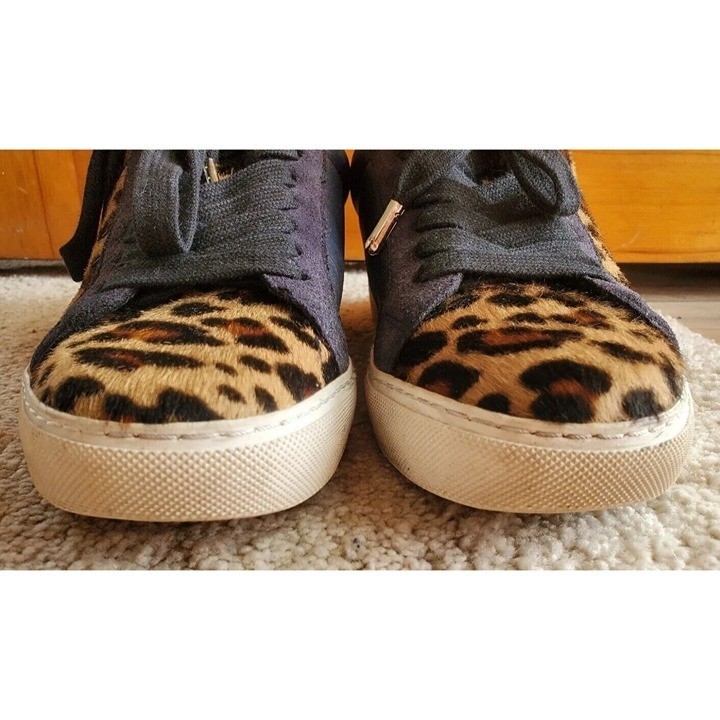 Zadig & Voltaire Women’s Leopard Print Blue Leather Sneakers size 36 US 6.5