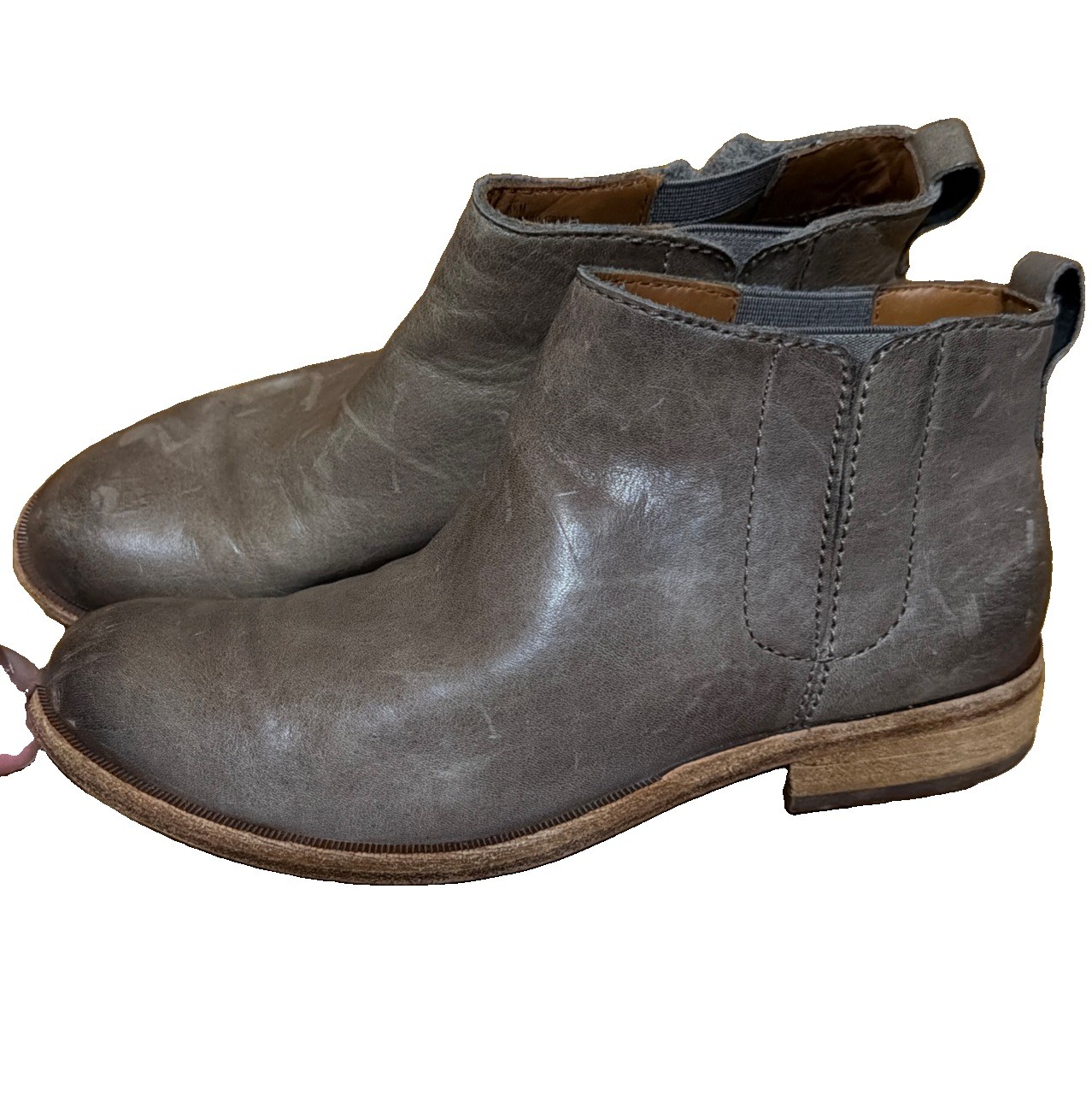 Kork-Ease Velma Chelsea Taupe Griege Leather Boots Shoes Womens US 6.5 EU 37