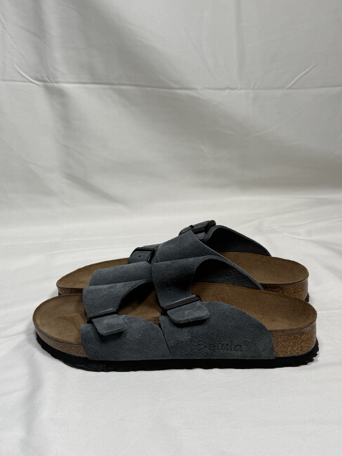 NEW Birkenstock Betula Samba Two Strap Sandal Grey Suede EU 38 L7 M9 Narrow
