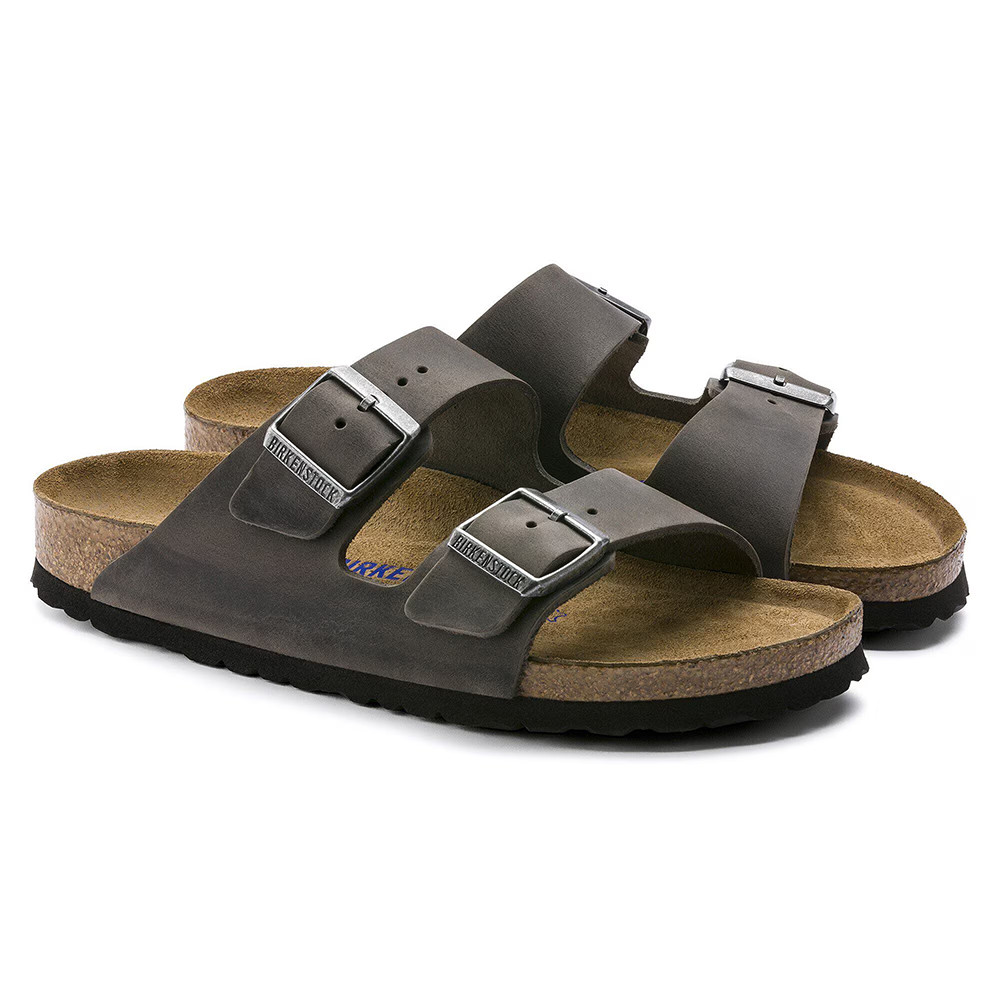 NWB Birkenstock Arizona Oiled Leather Iron Sandals Soft Footbed Shoes US 6-12