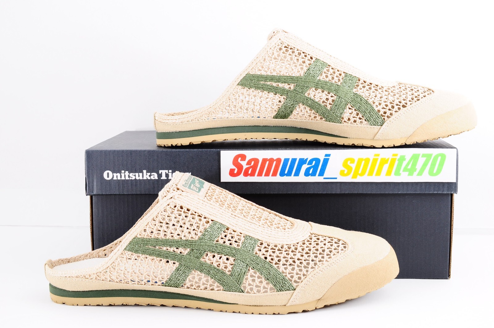 Onitsuka Tiger MEXICO 66 SABOT 1183C123 BEIGE/GREEN US Women size 6.5 EU37.5 UK4