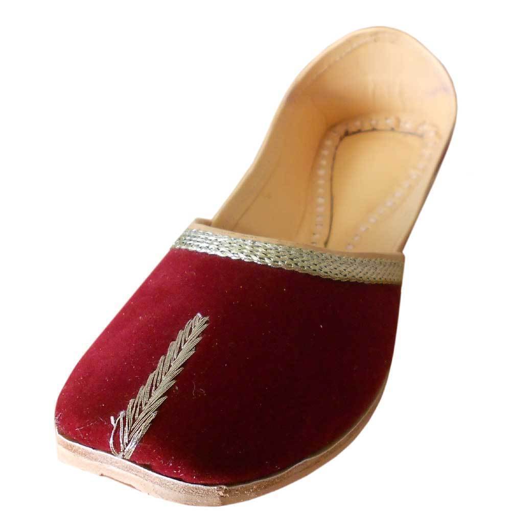 Women Shoes Casual Mojaries Handmade Leather Maroon Flip-Flops Jutties US 6-12