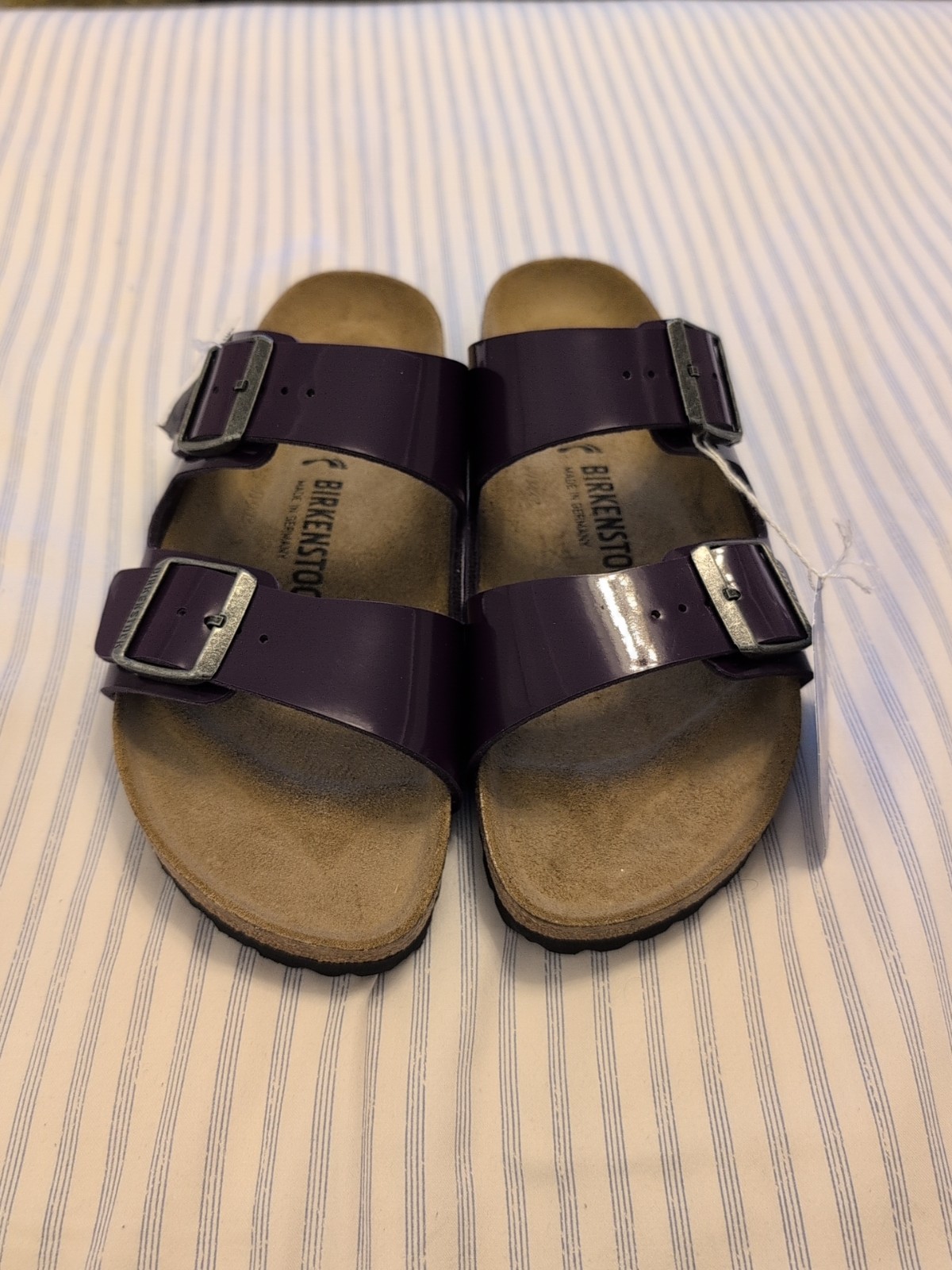Birkenstock Arizona Plum Purple Birko Flor Patent Narrow Width Women Size 10 New