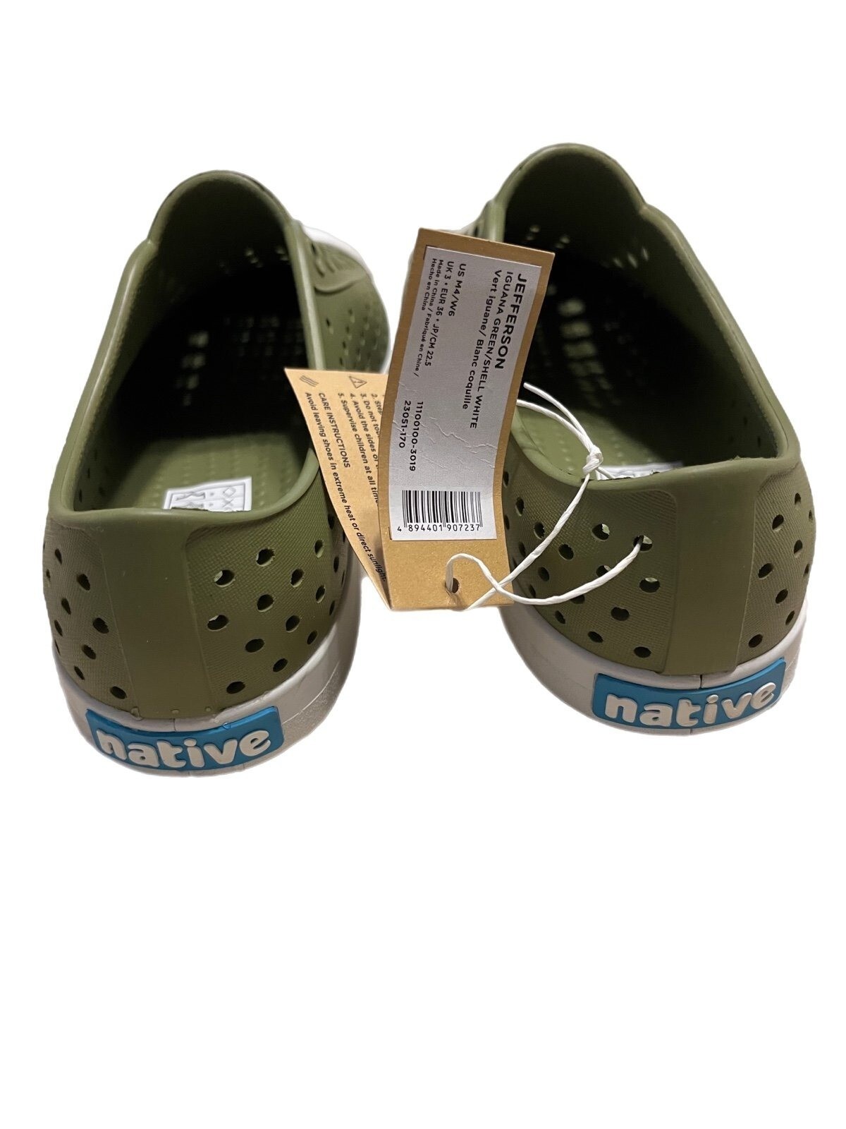 Native Jefferson Bloom Olive Green Casual Shoes Lightweight Comfy M4 /W5 NWT