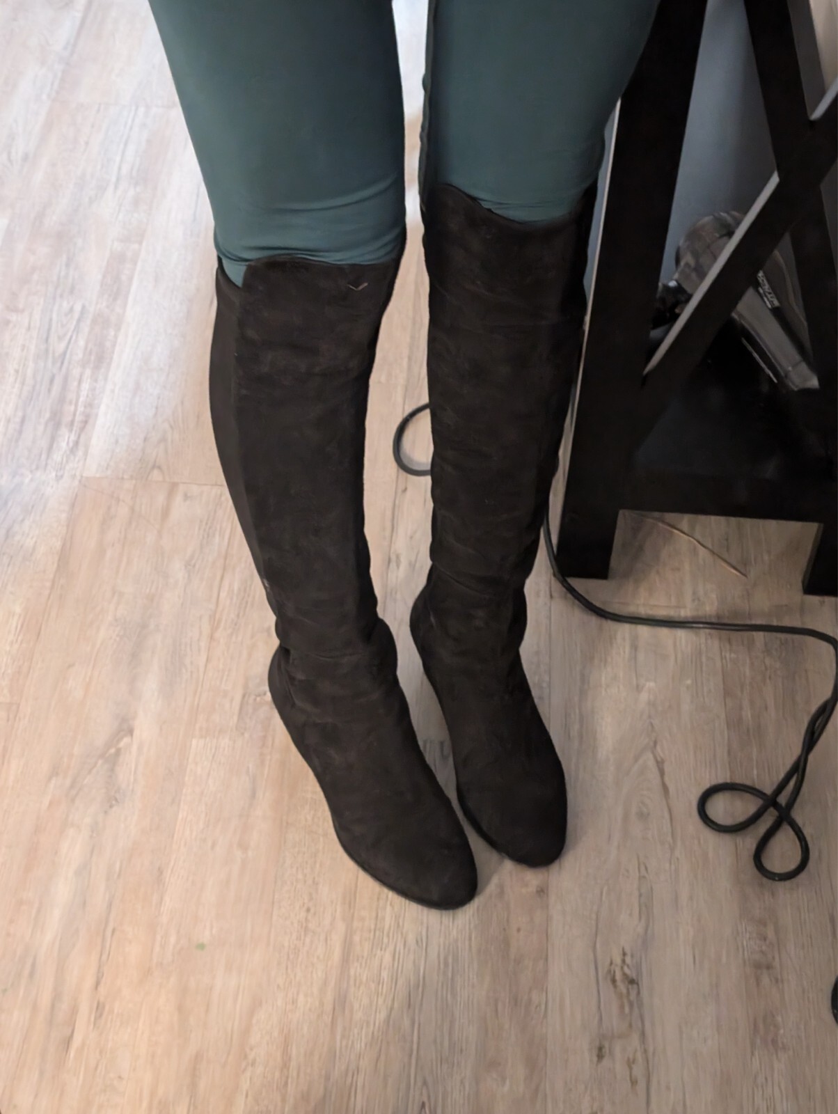 Stuart Weitzman Fitted Demiswoon Black Suede Wedge Boots Size 9M