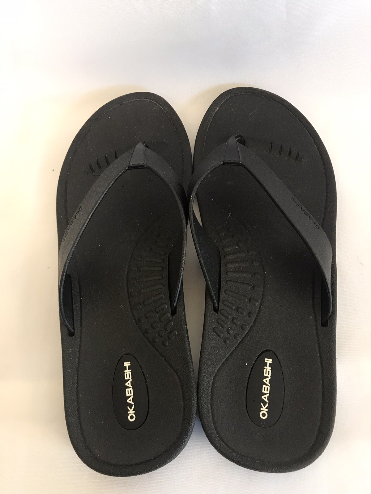 Okabashi Women’s Size L 9-10 Flip Flop Ortho Style Black Flats Sandals Made USA