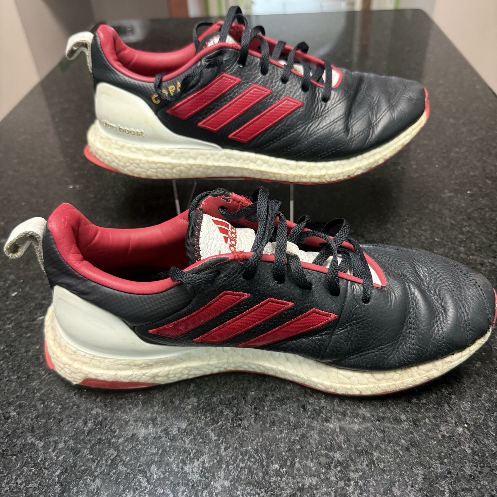 👟Adidas Copa Ultra Boost Men Size 8.5 Black Red Leather Soccer Sneakers HQ5903