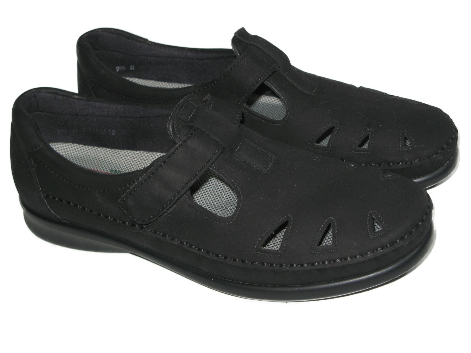 SAS Roamer Walking Casual Shoes Women Size 9.5 N w Strap Black Nubuck $195